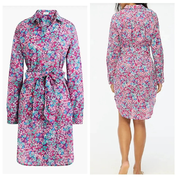 NWT J. Crew Button Shirtdress Pink Blue Floral. Plus Size 2X. - Picture 14 of 14